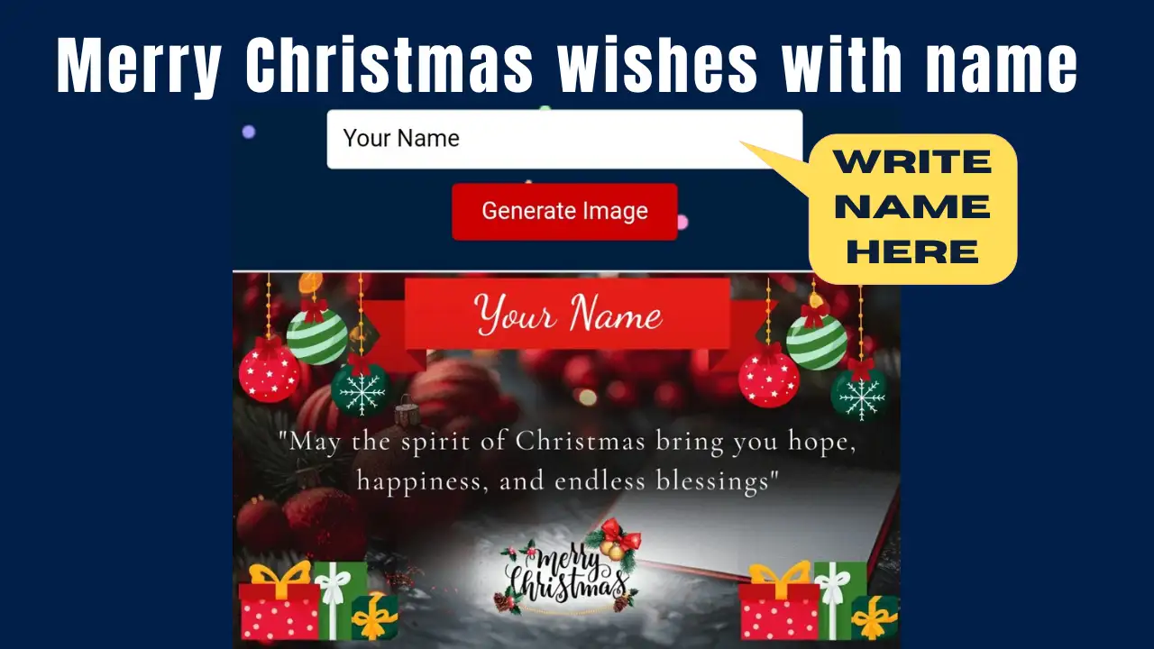 Merry Christmas wishes image with custom name 2026