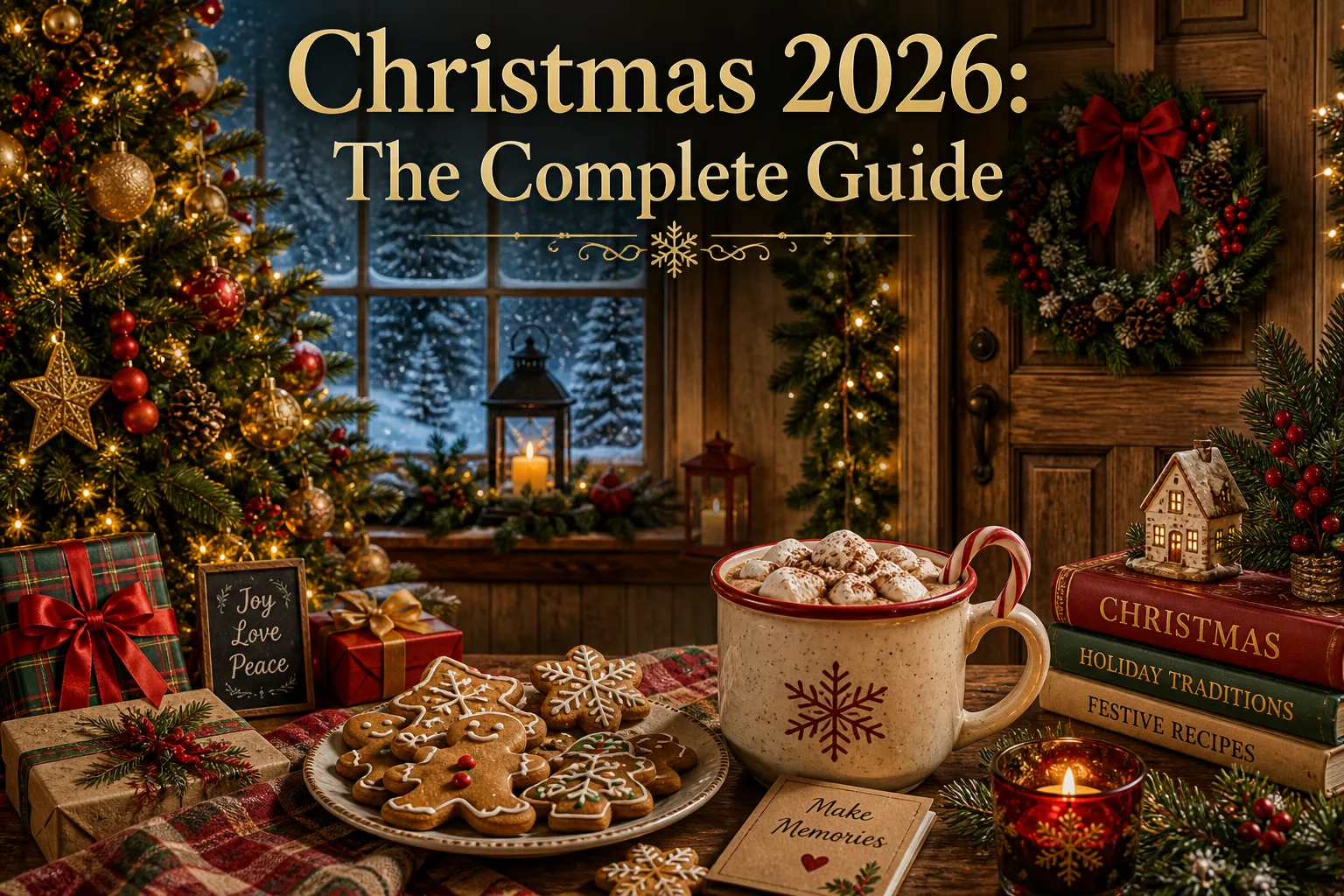 Christmas 2026 complete guide - tree, gingerbread cookies, hot cocoa and gifts